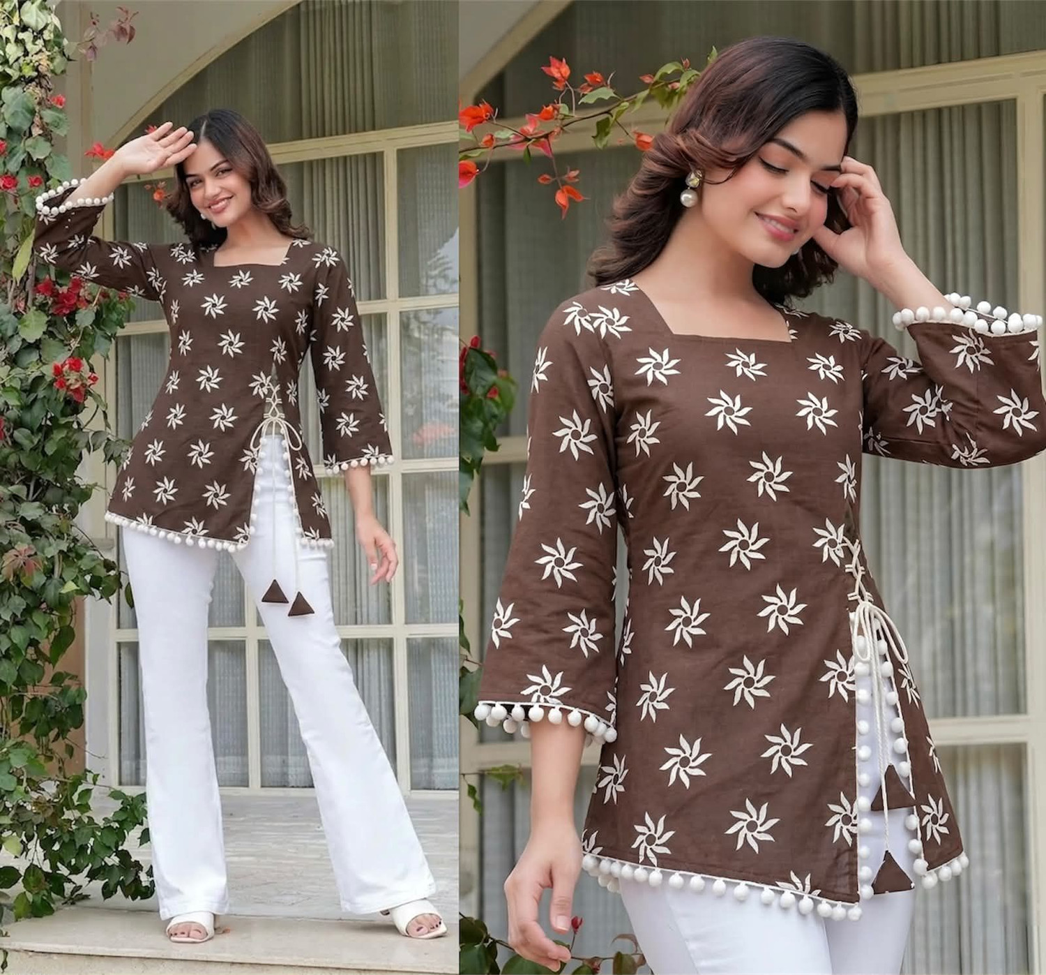 Image of FABRICFETCH TEXTILES Casual Floral Print Women Multicolor Top