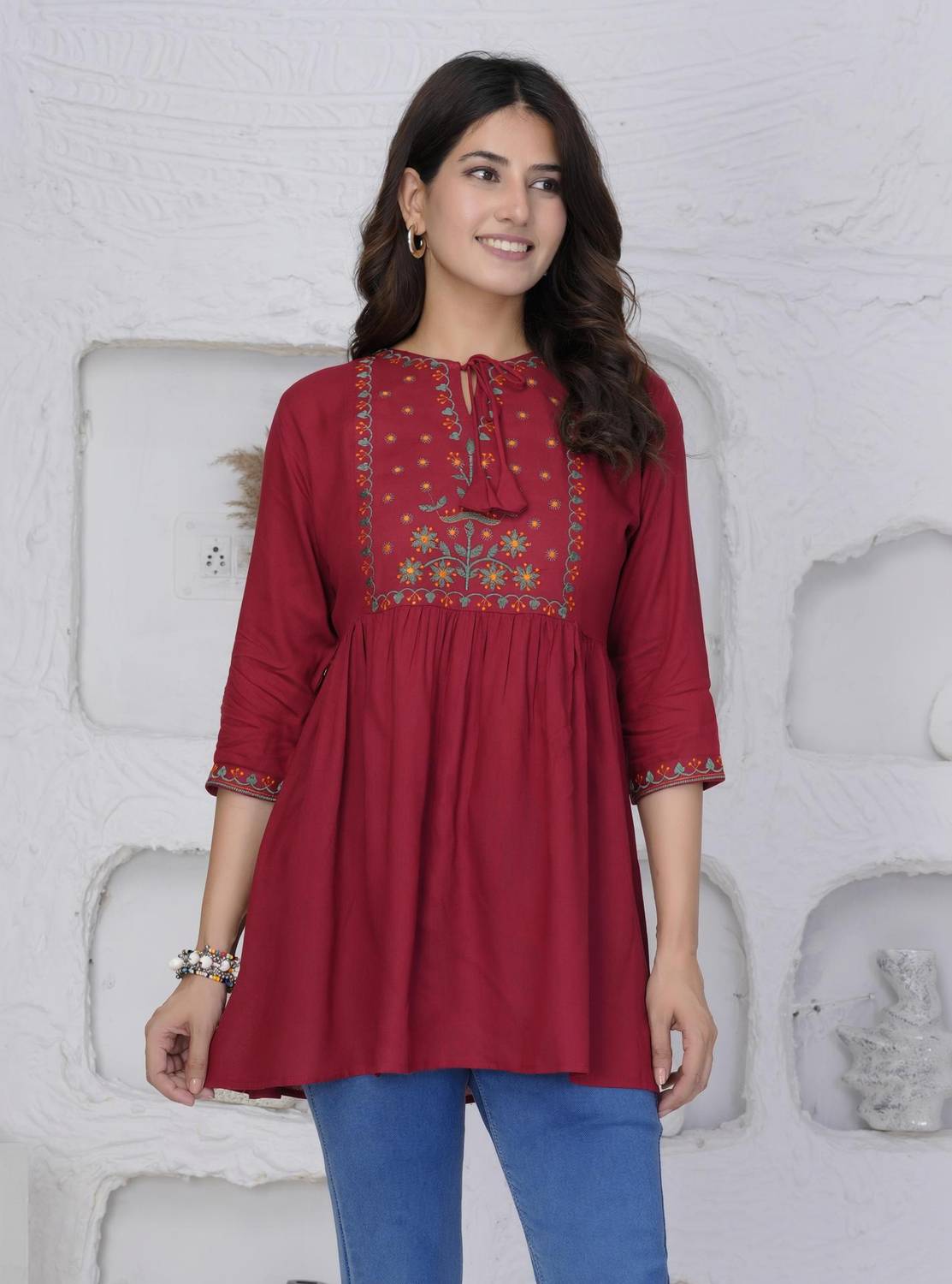 Aalso Casual Printed Women Maroon Top