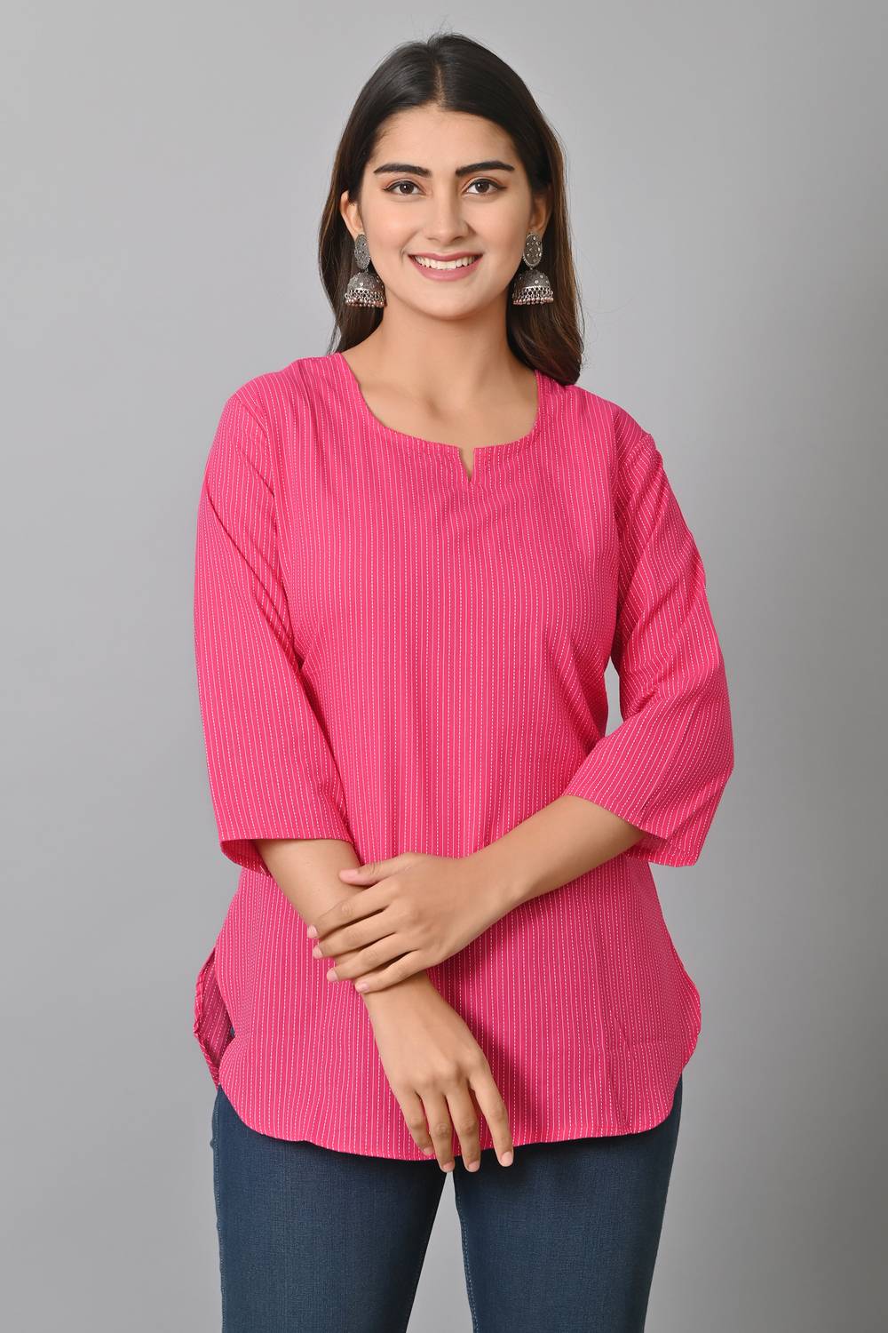 Demistry Casual Striped Women Pink Top
