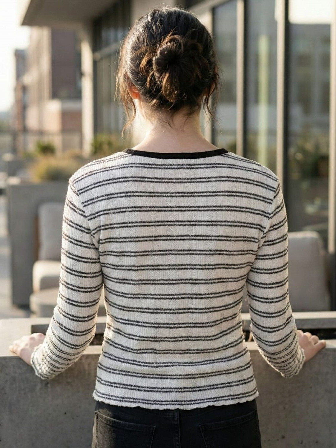 Image of HANG N HOLD Casual Striped Women White Top