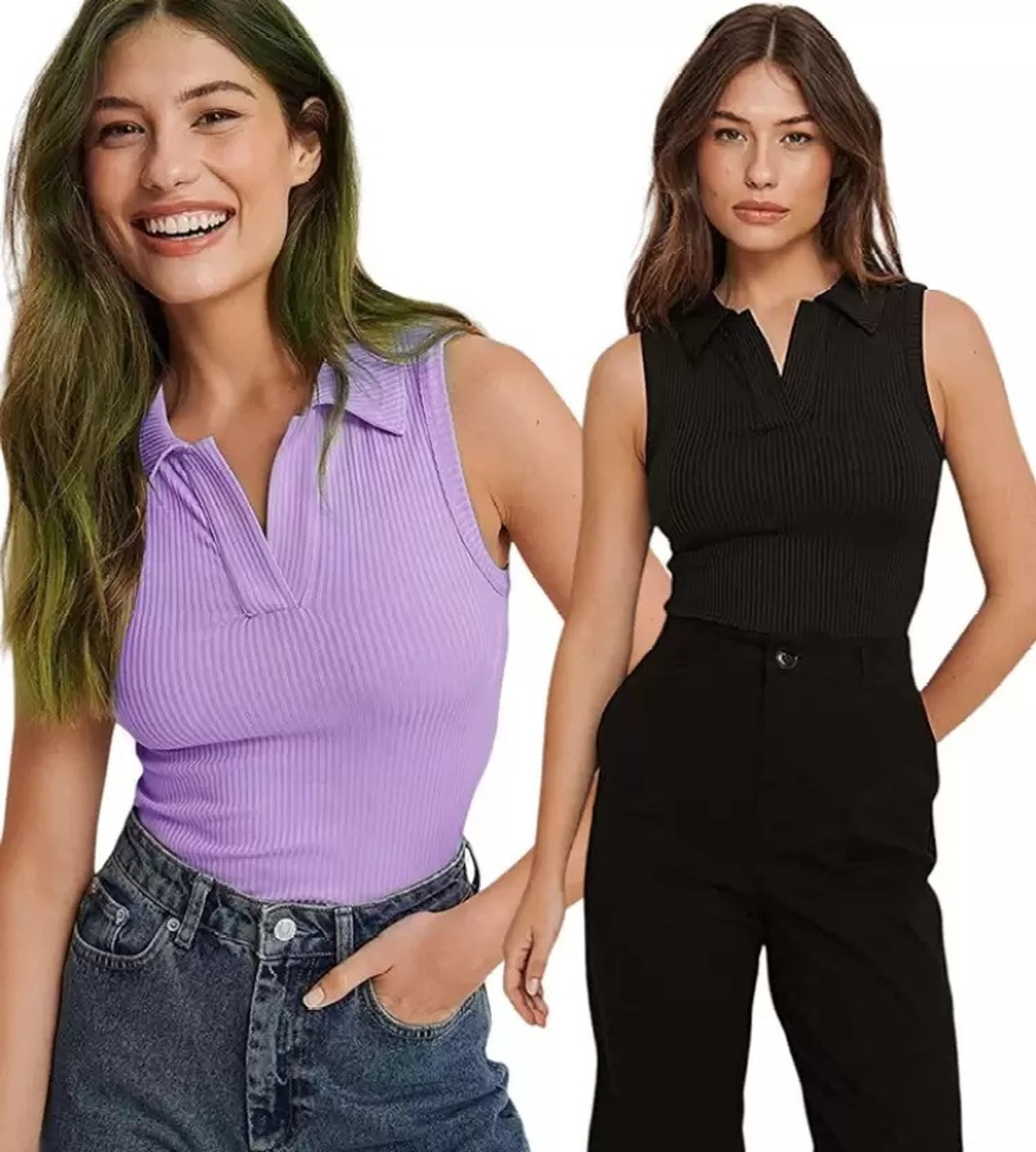 Image of DRESSBIZ Casual Solid Women Purple, Black Top