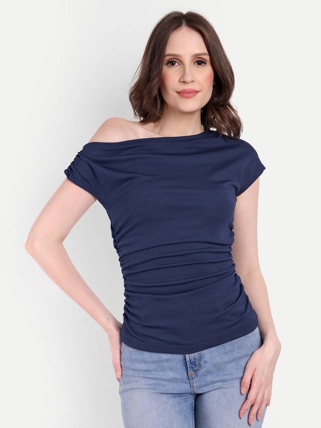 Image of METRONAUT Casual Solid Women Dark Blue Top