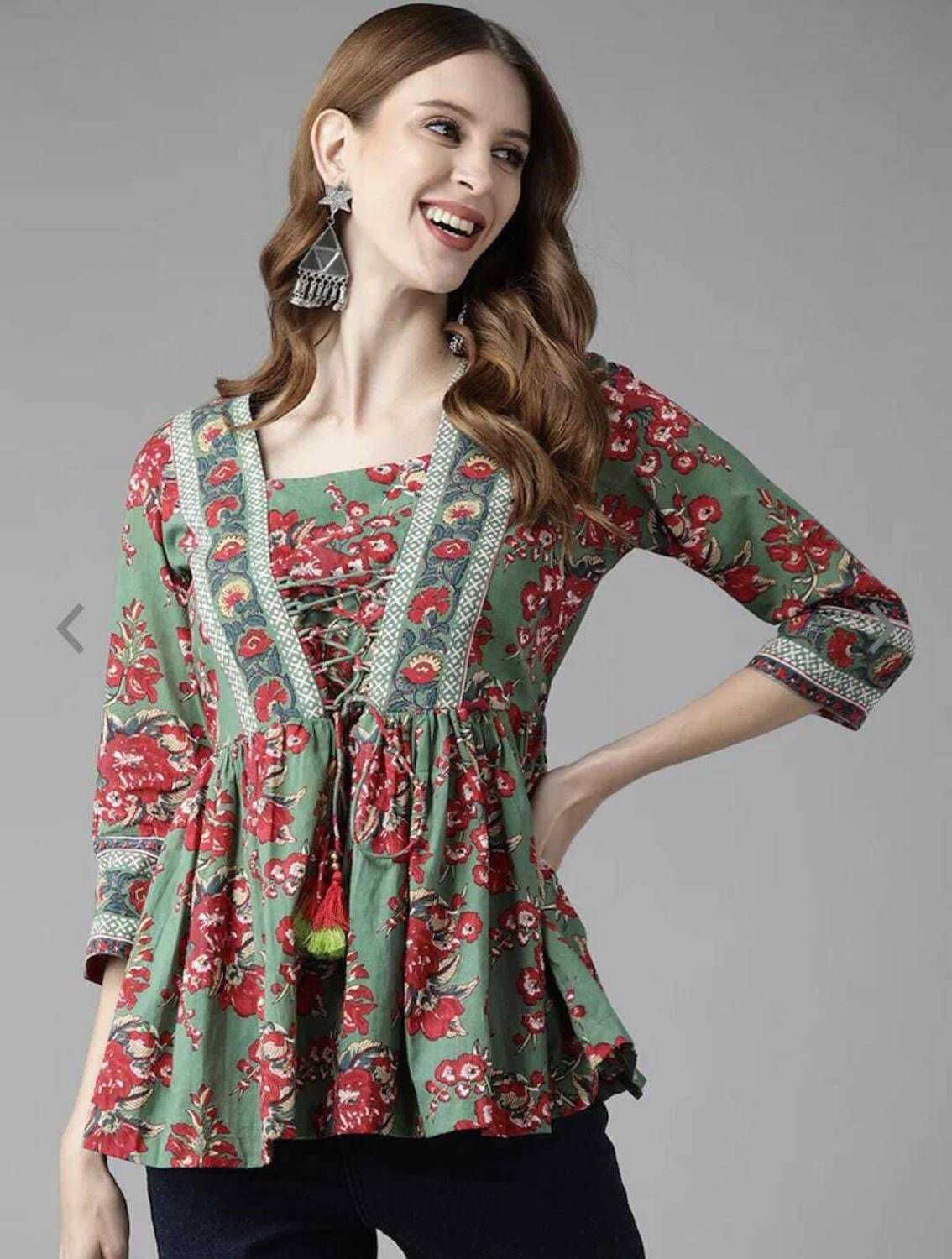 SHYAMGARMENTS Casual Floral Print Women Green Top