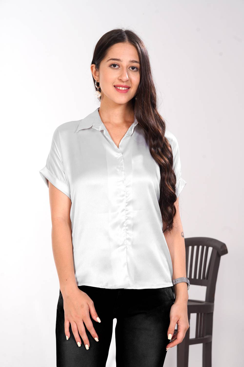 Harshiv Enterprise Casual Solid Women White Top
