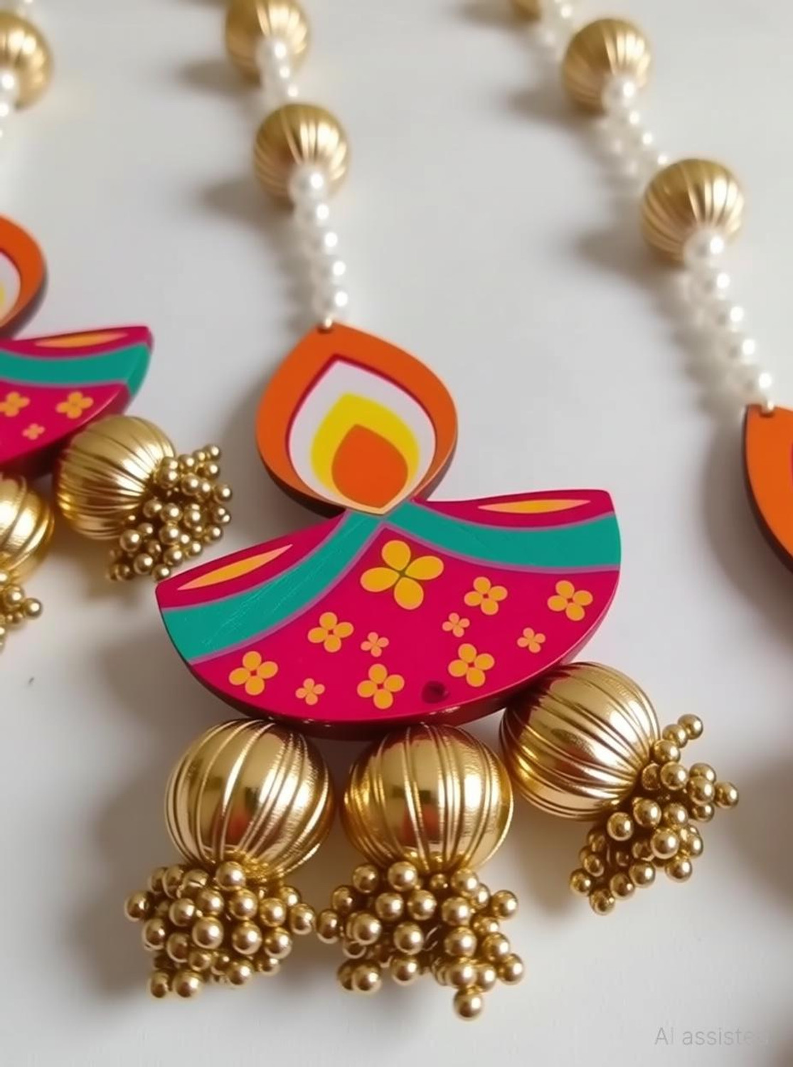 Image of Vaishnavi Set of 4 Handcrafted Decorative Diya Hangings Ideal for Home & Temple Decor Toran