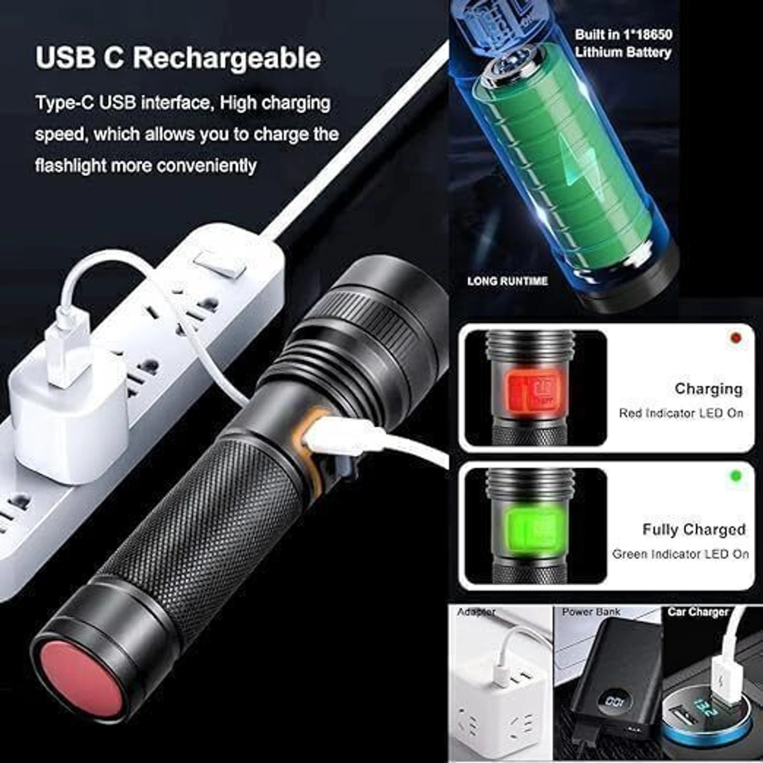 Image of Ballyhoo 5 Modes Flashlight, Super Bright Cree T6 LED Light Torch