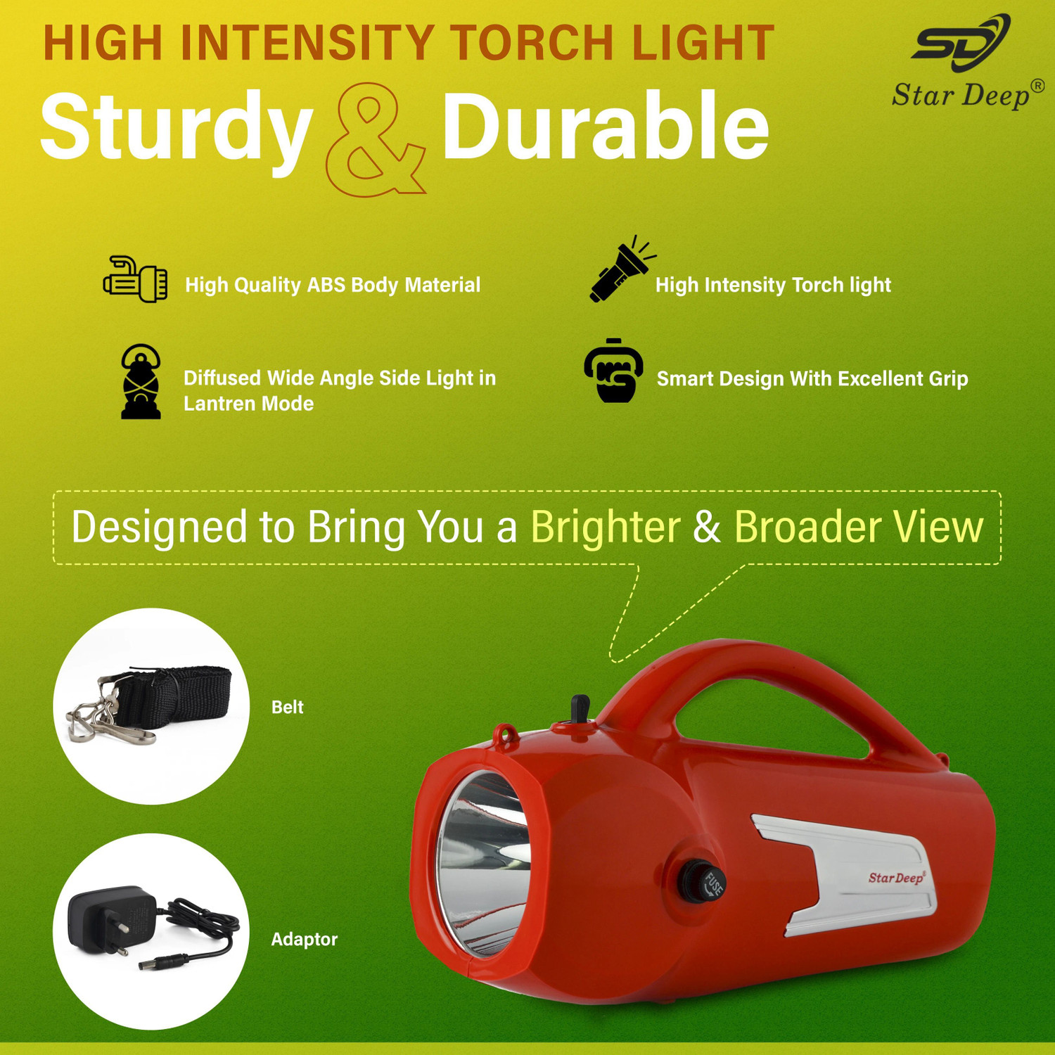 Image of STARDEEP SD-80W Kisan LED Light Belt 4.5amp.Battery Charger with Fuse Control RED Torch