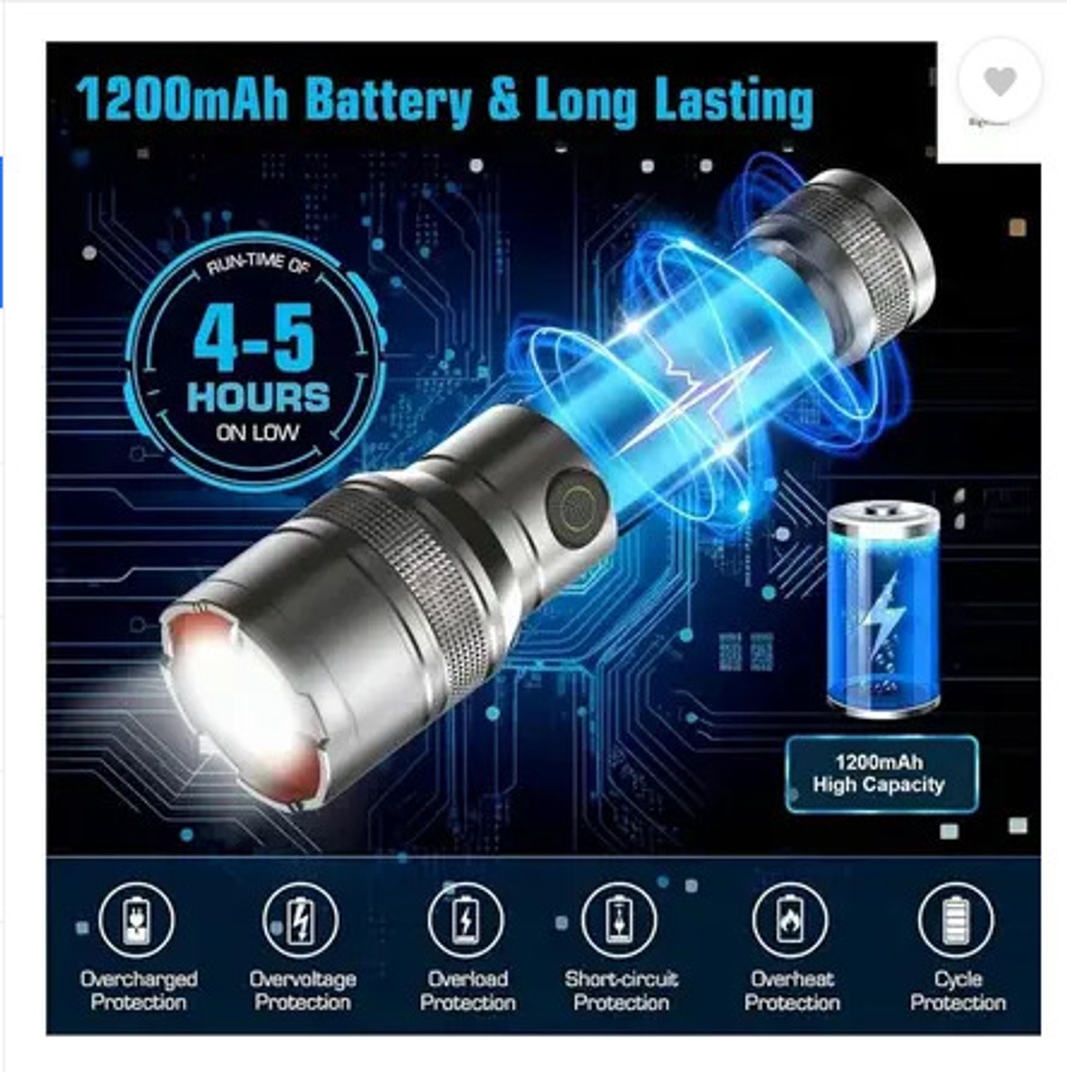 Image of FAVOURABLE M 15 Metal Led Light Long Range 1000 Meter|1 Km High Power Zoomable & Type-c Torch