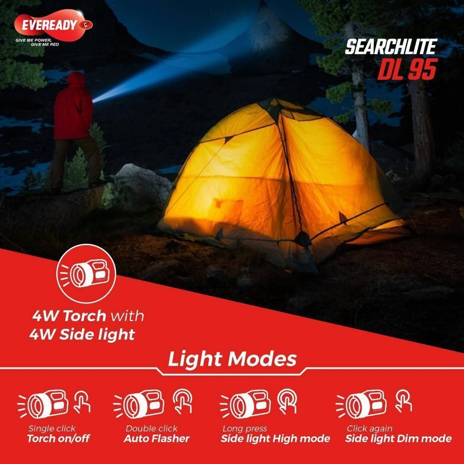 EVEREADY Searchlite DL95 LED Torch Black - Image 3