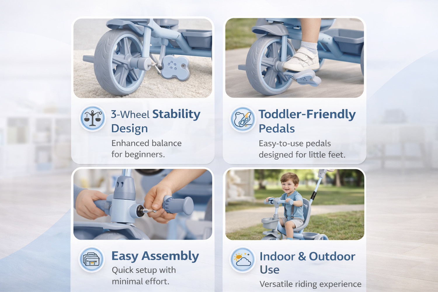 Image of mea mehar electric appliances Tricycle with Parental Control,Seat Belt,EVA Wheels,Bell & Storage Basket Trike MEA-BRTCB Tricycle