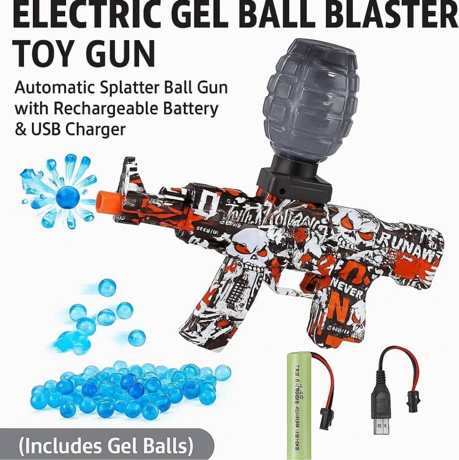 nts Automatic Gel Blaster Toy Gun with 10,000 Gel Balls - Image 3
