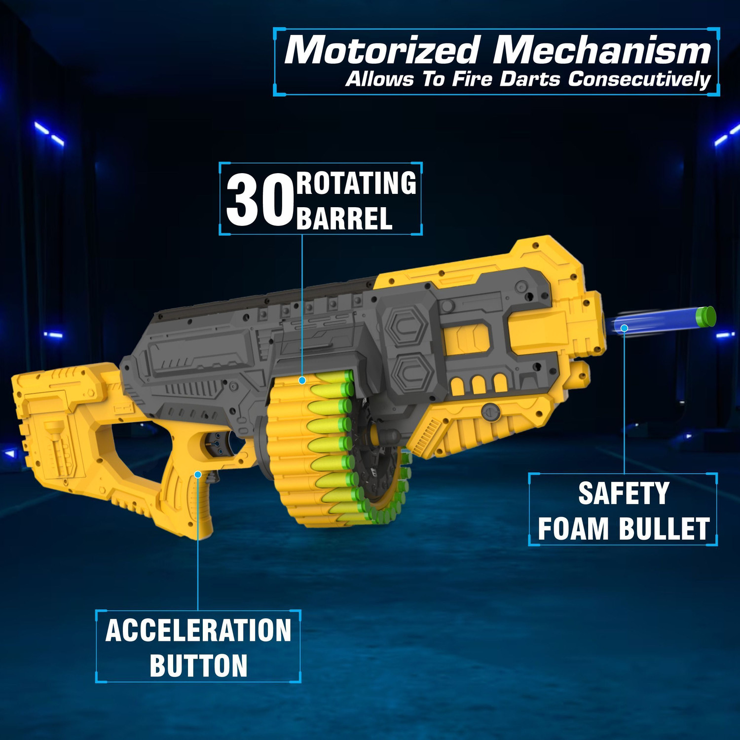 Image of Aditi Toys Street Viper Big Blaster Motorized Dart Gun Toy Including 30 Soft Foam Bullets Guns & Darts