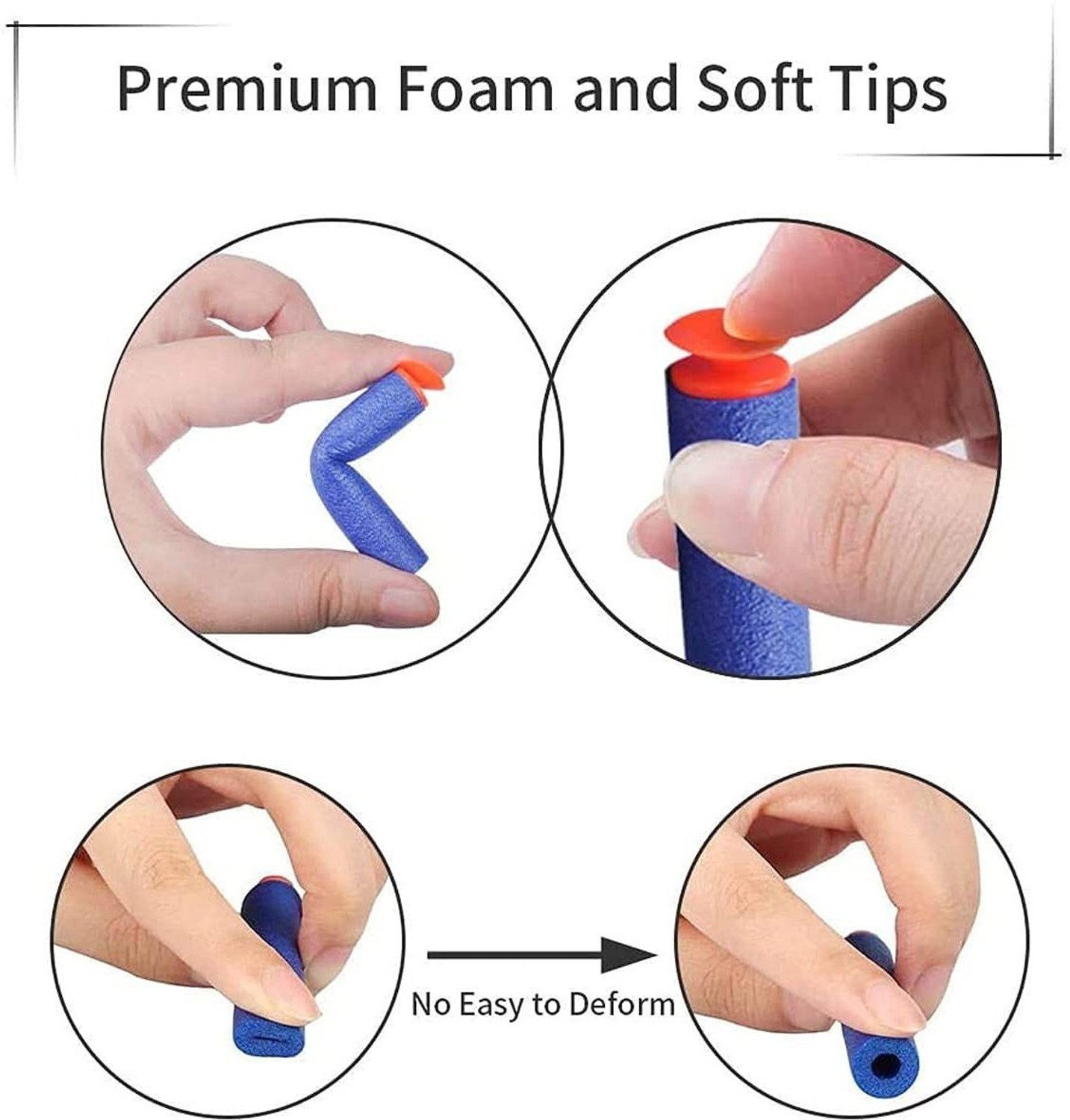 Image of YATRI Suction Bullet Foam Darts for Nerf Elite Blaster Guns (Pack of 100) - Blue Darts & Plastic Bullets