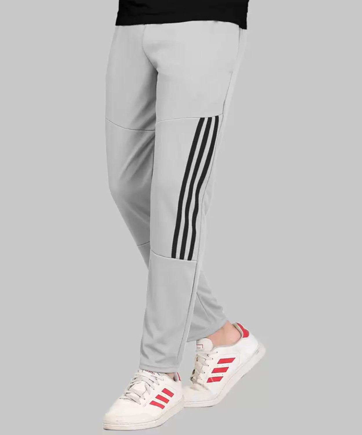 Image of GAJVU Striped Men Grey, Black, White Track Pants