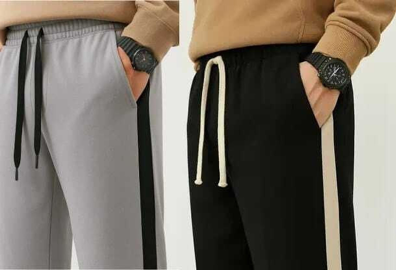 Image of GANPATI CREATION Solid Men Grey, Black Track Pants