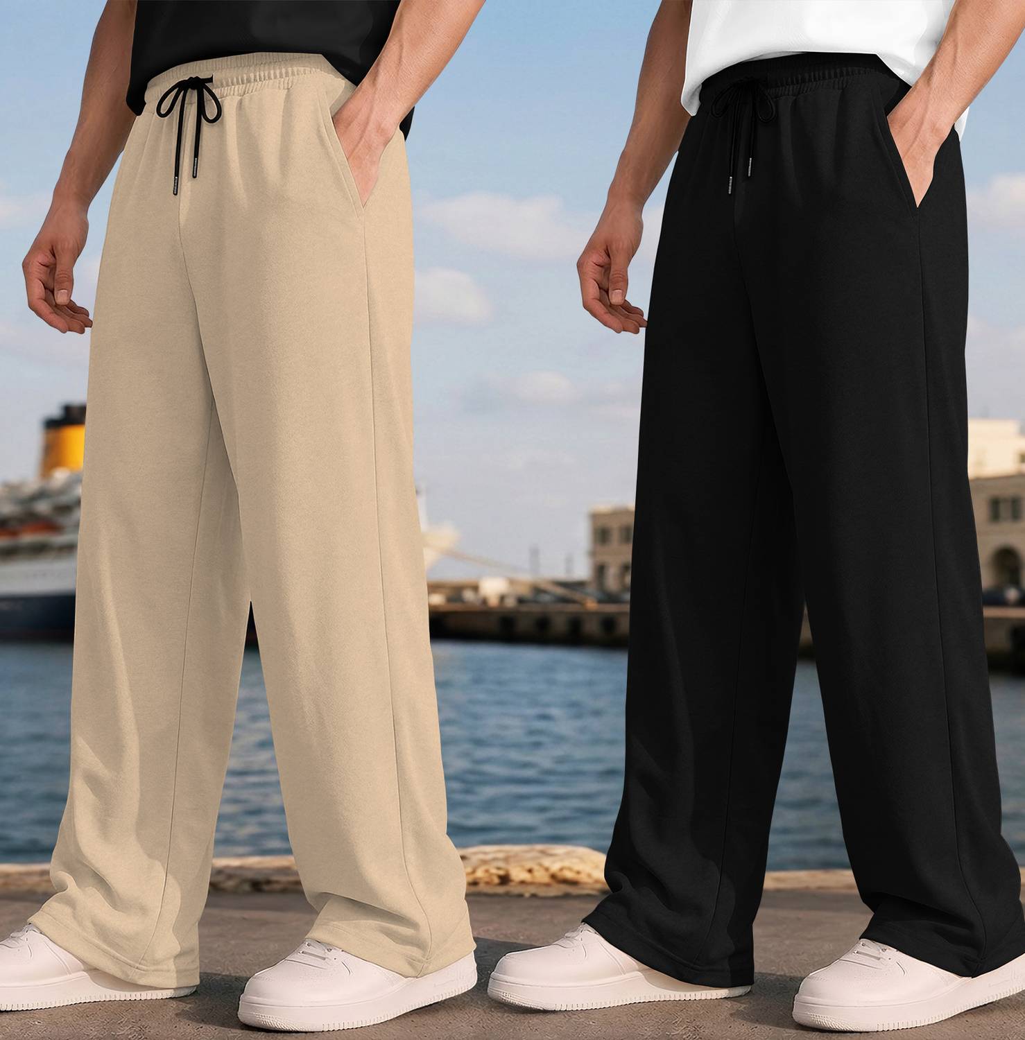 SPECTATOR Men Beige, Black Track Pants Pack of 2 - Image 3