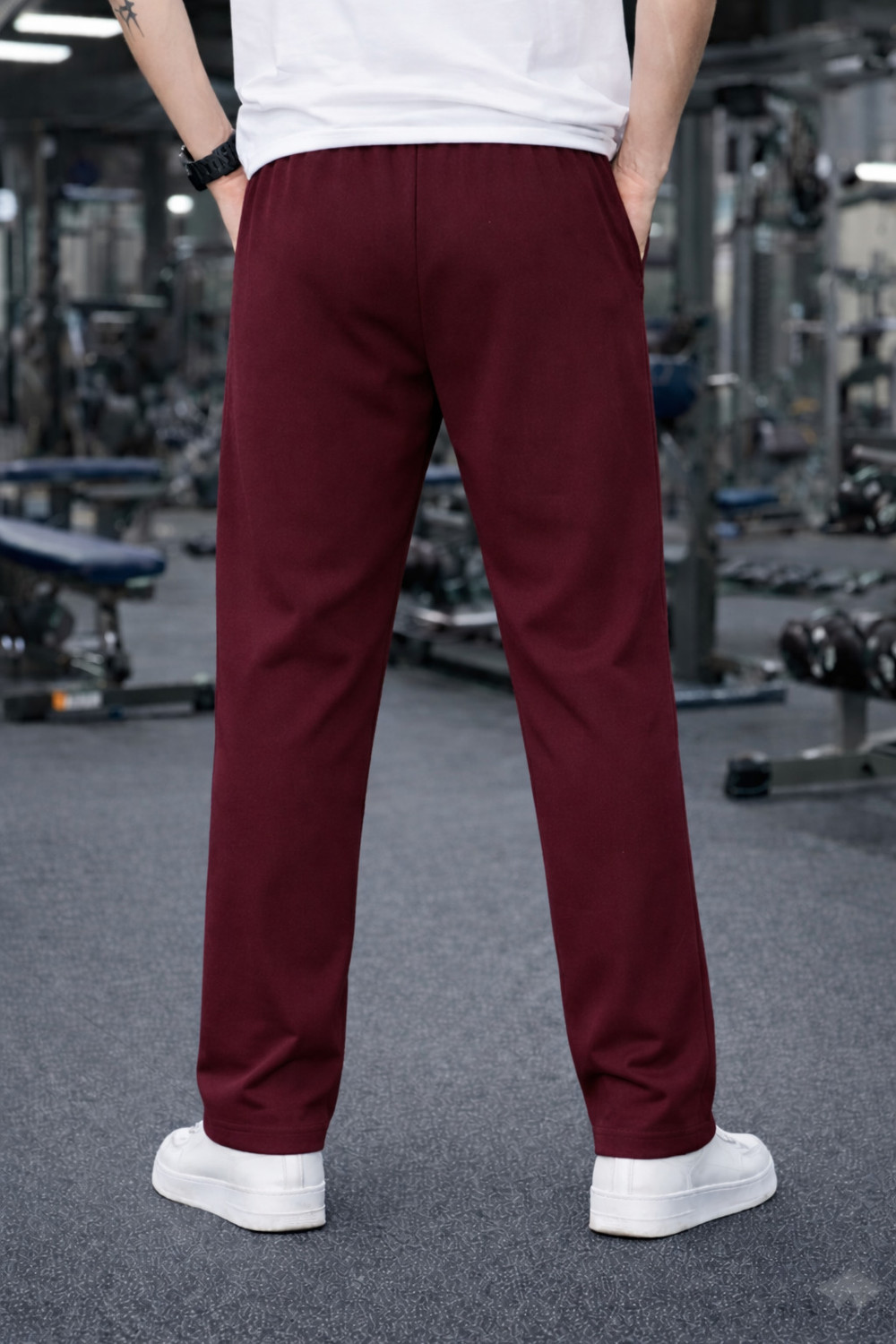 Image of MACK JONNEY Solid Men Maroon Track Pants
