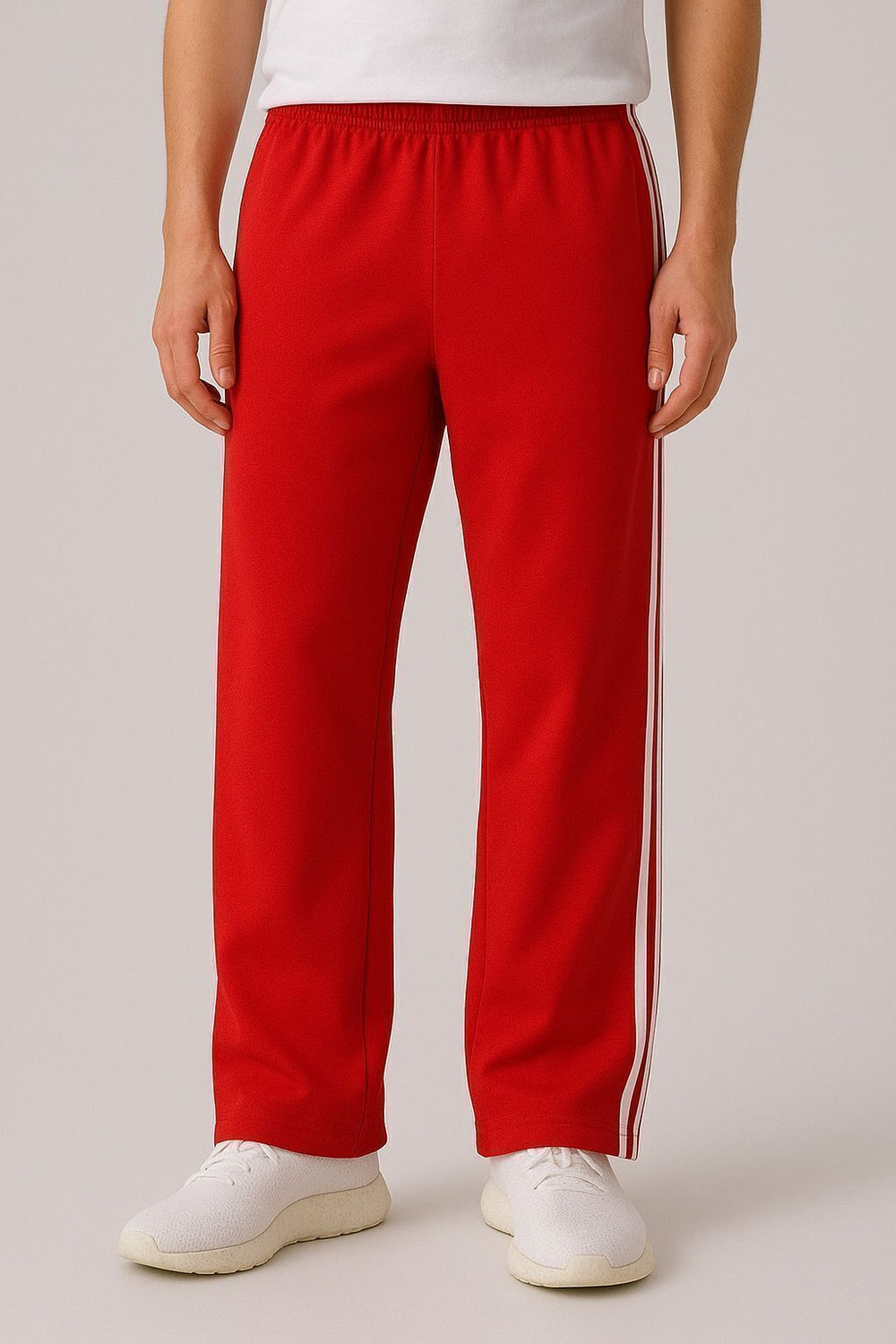 Image of Rivastra Striped Men Red Track Pants