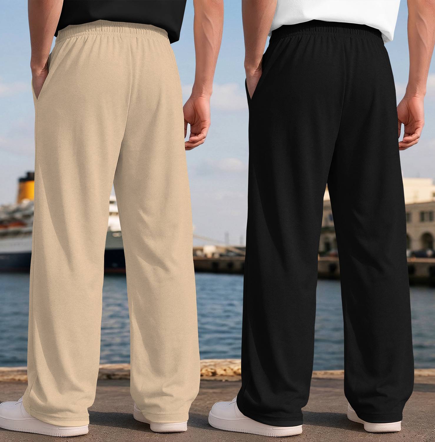 SPECTATOR Men Beige, Black Track Pants Pack of 2 - Image 2