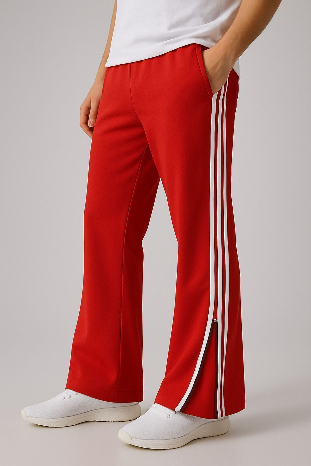 Image of Rivastra Striped Men Red Track Pants