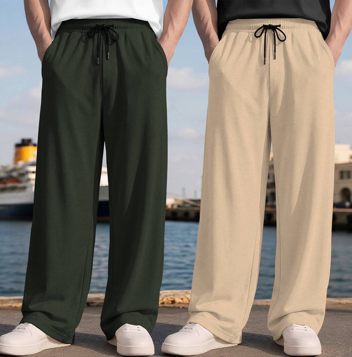 SPECTATOR Men Olive, Beige Track Pants Pack of 2 - Image 1