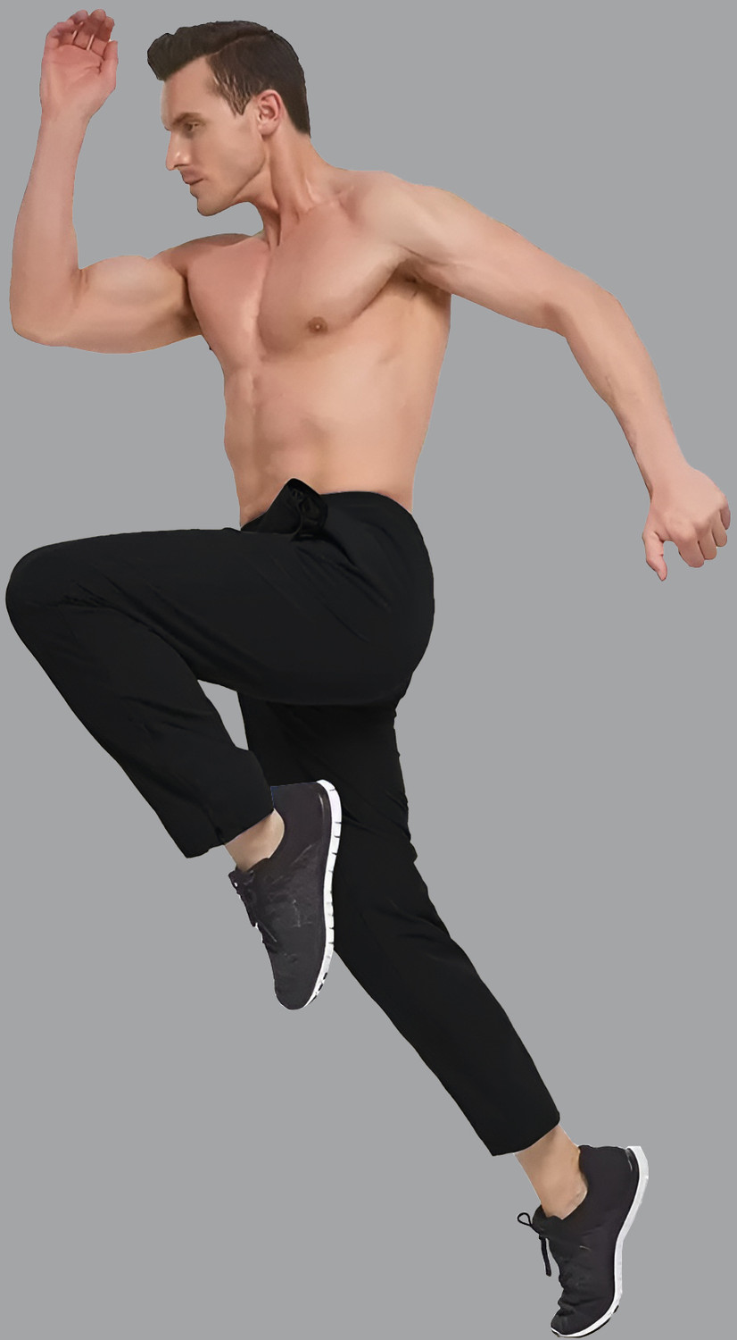 Image of FLYZEN Solid Men Black, Grey Track Pants