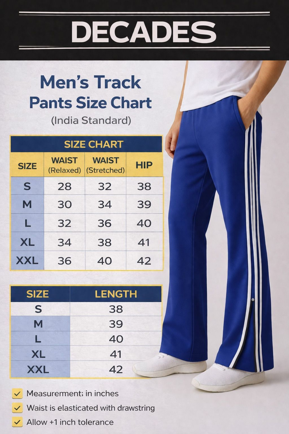 Image of decades Solid Men Blue Track Pants