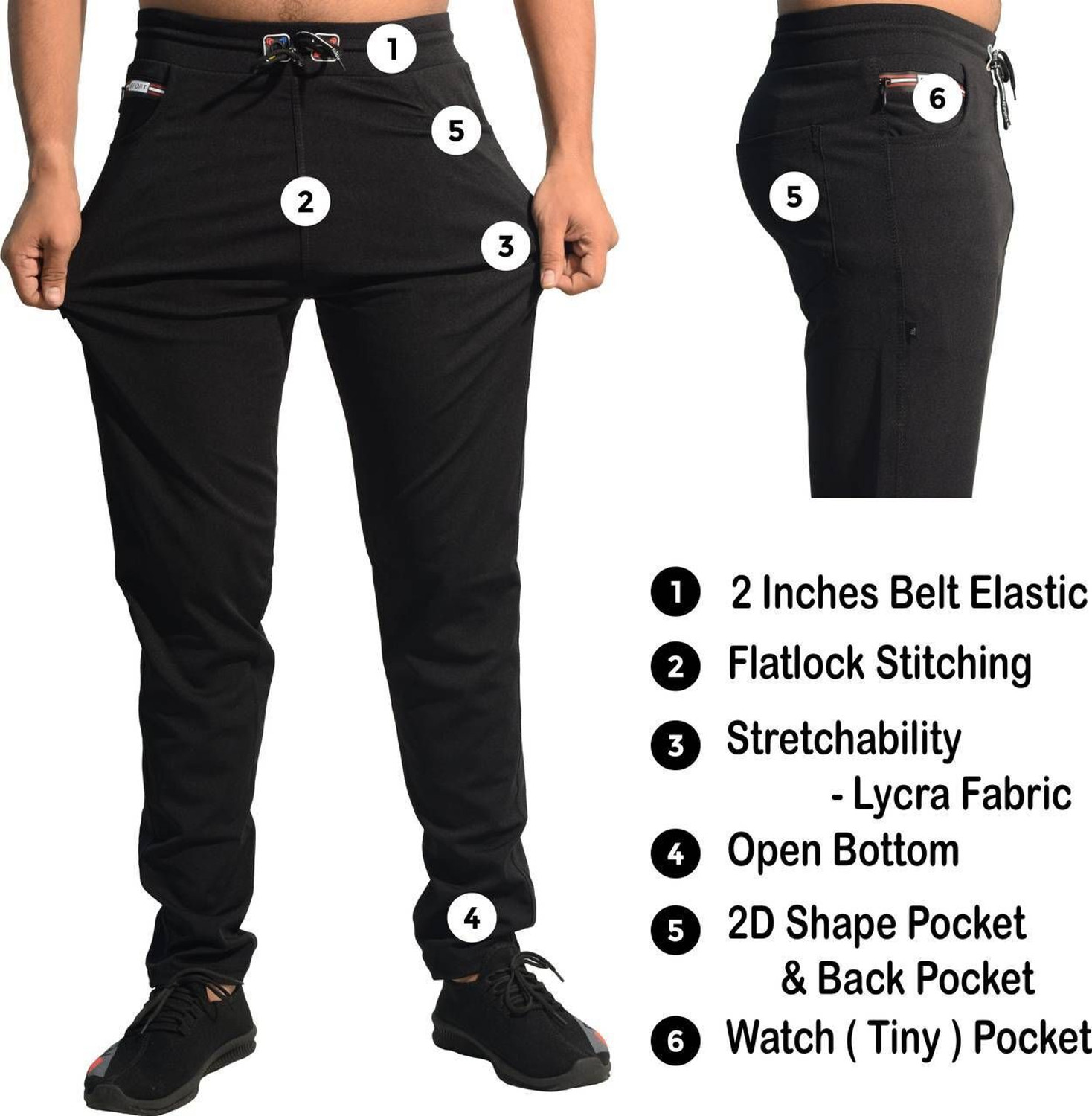 Image of Yasir tracks Slim Fit Men Black, Light Blue Trousers