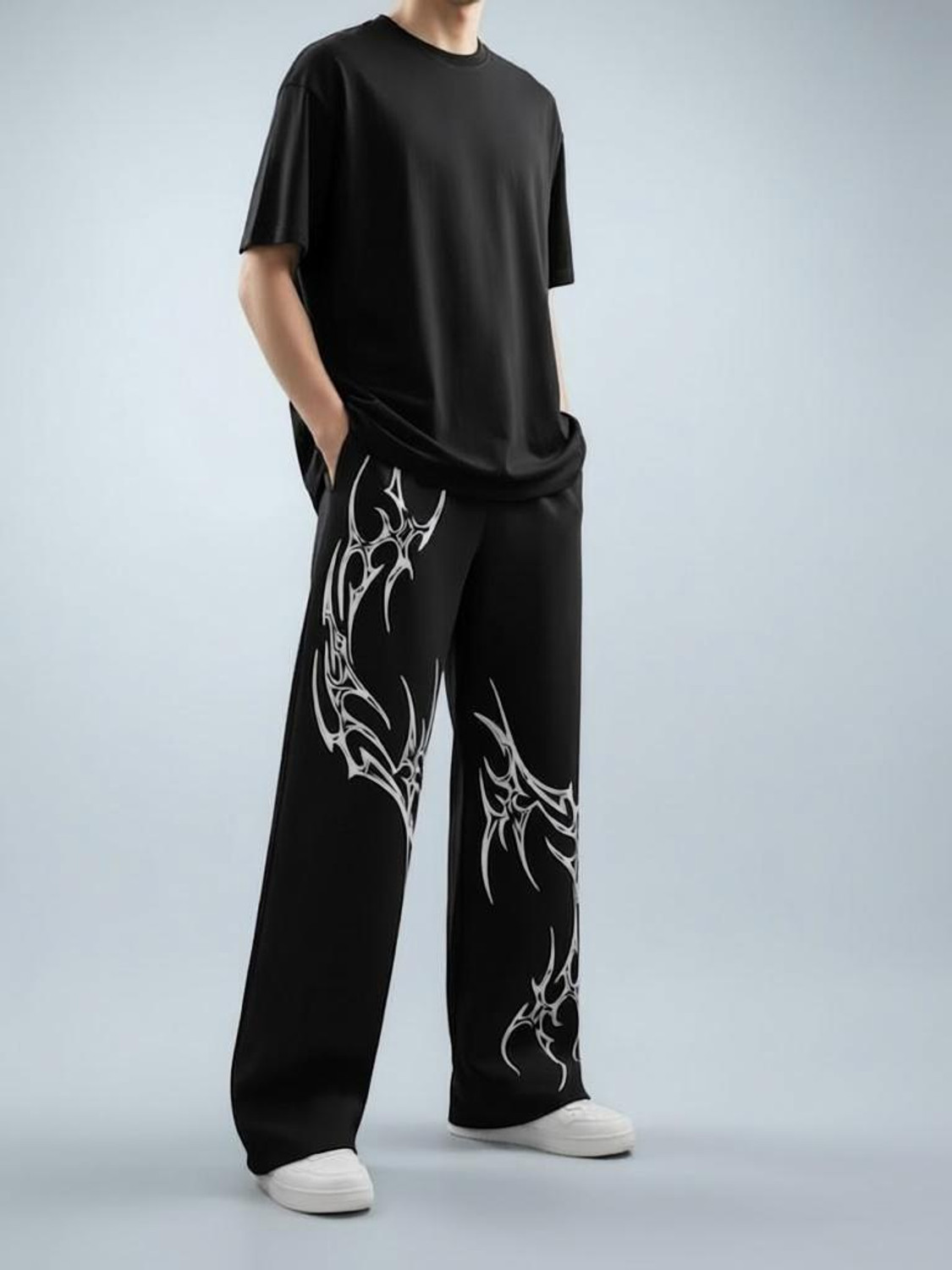 Image of Laitinen Printed Men Black Track Pants
