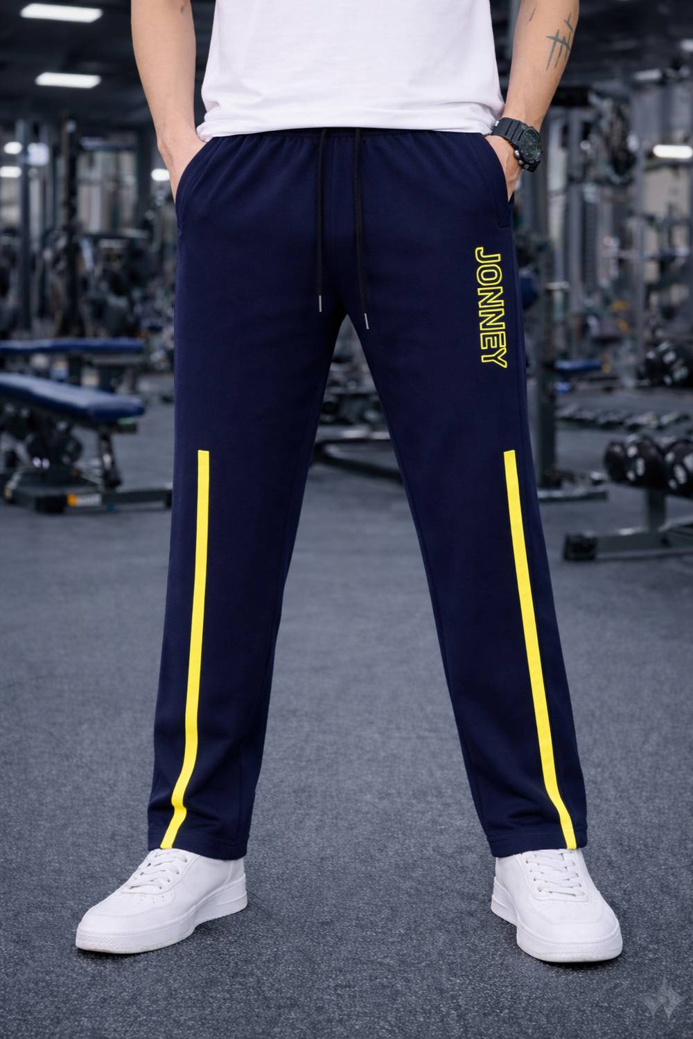 MACK JONNEY Men Dark Blue Track Pants - Image 4