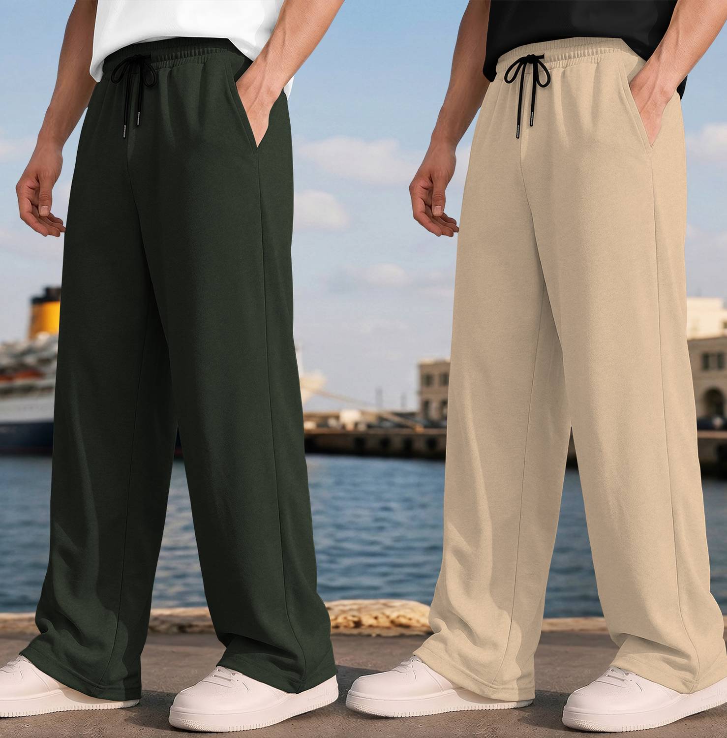 SPECTATOR Men Olive, Beige Track Pants Pack of 2 - Image 3