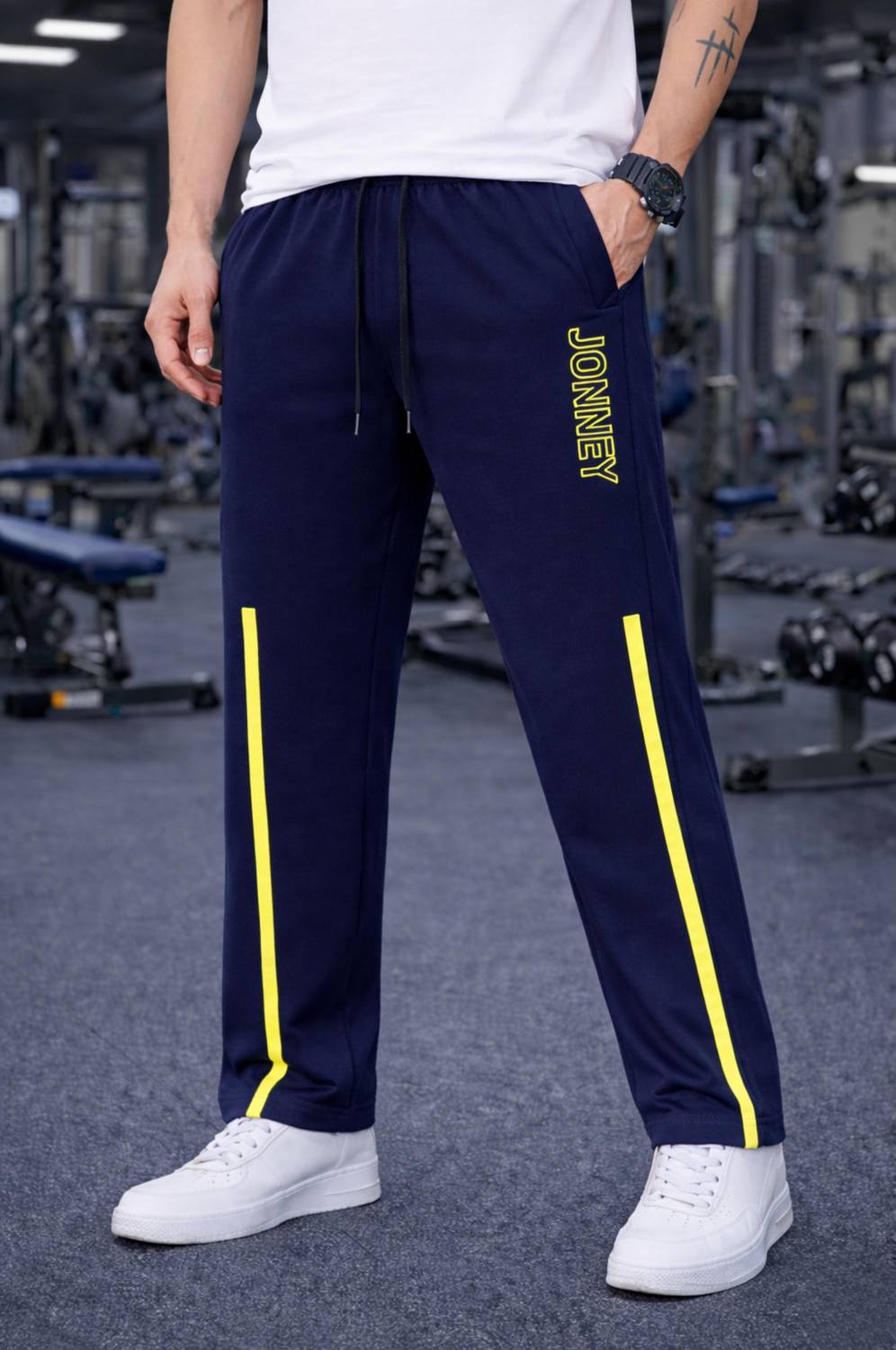 MACK JONNEY Men Dark Blue Track Pants - Image 1