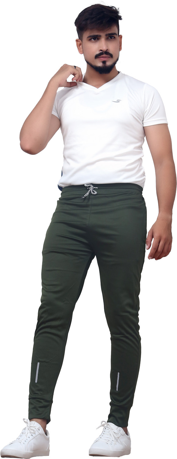 Image of Suzaro Solid Men Grey, Olive Track Pants