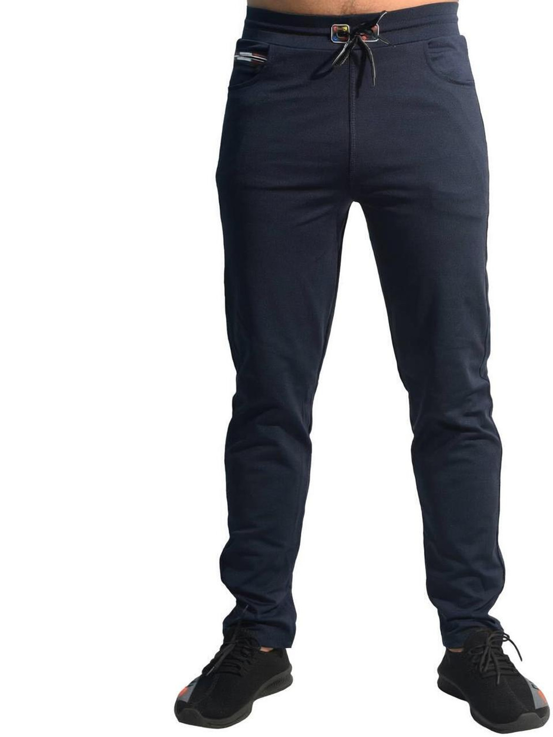 Image of Yasir tracks Slim Fit Men Dark Blue Trousers