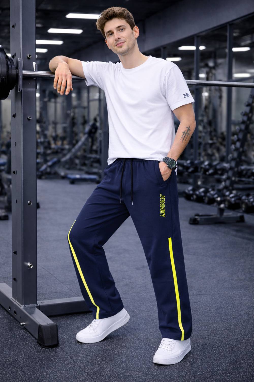 MACK JONNEY Men Dark Blue Track Pants - Image 5