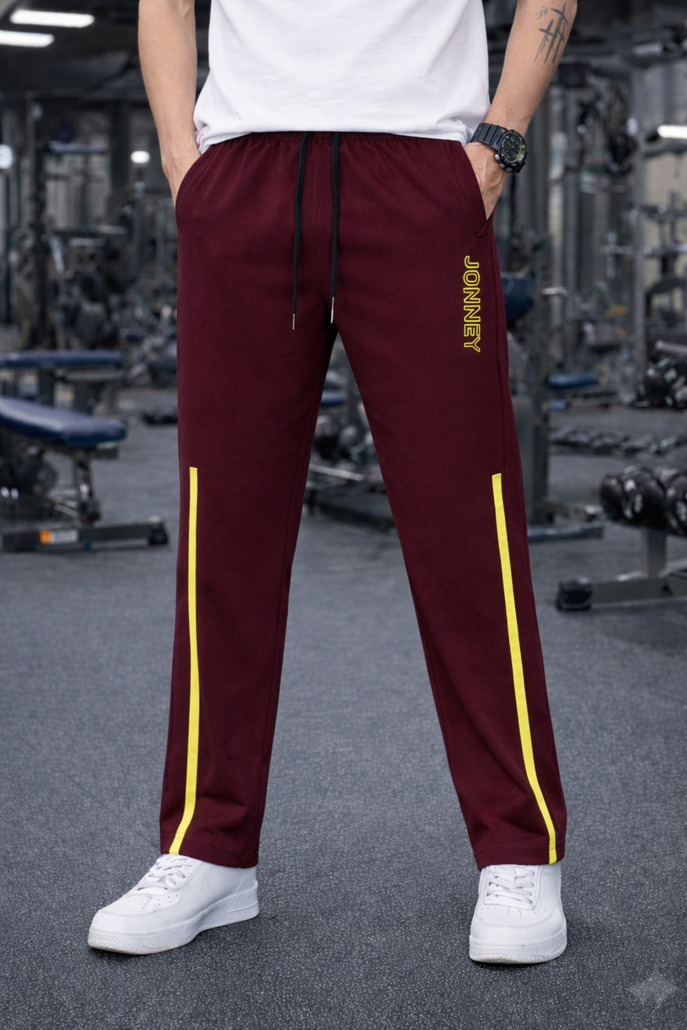 Image of MACK JONNEY Solid Men Maroon Track Pants