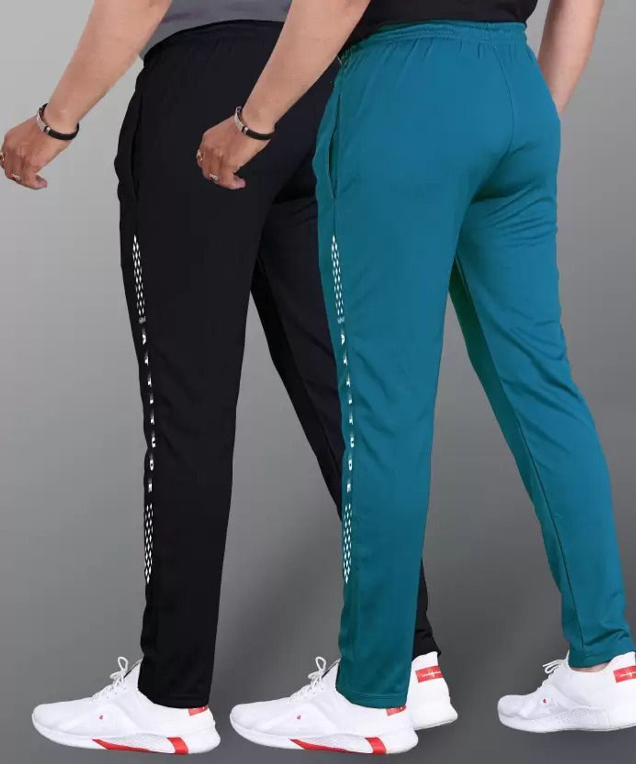 Image of Malakar Solid Men Black, Blue Track Pants