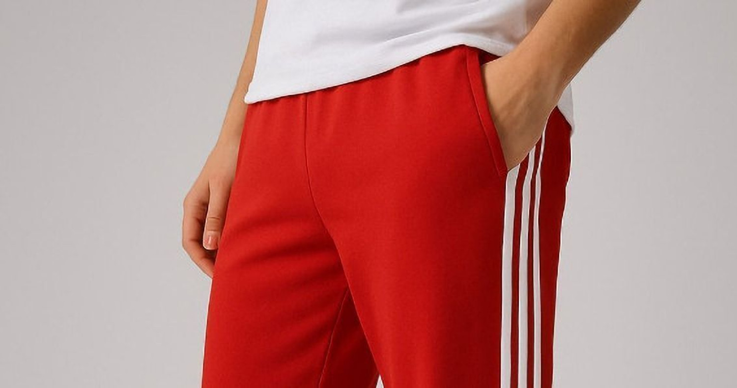 Image of Rivastra Striped Men Red Track Pants