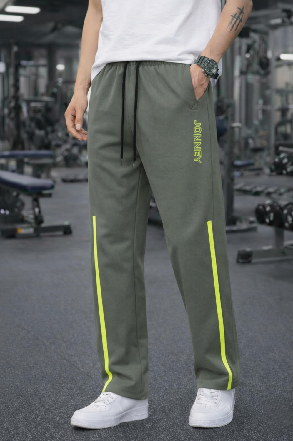 Image of GLOBAL NOMAD Striped Men Green Track Pants