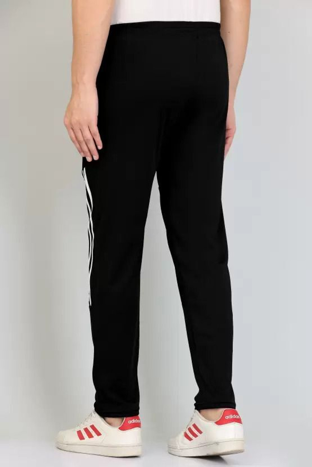 Image of GLALUZY Striped Men Black, Grey, White Track Pants