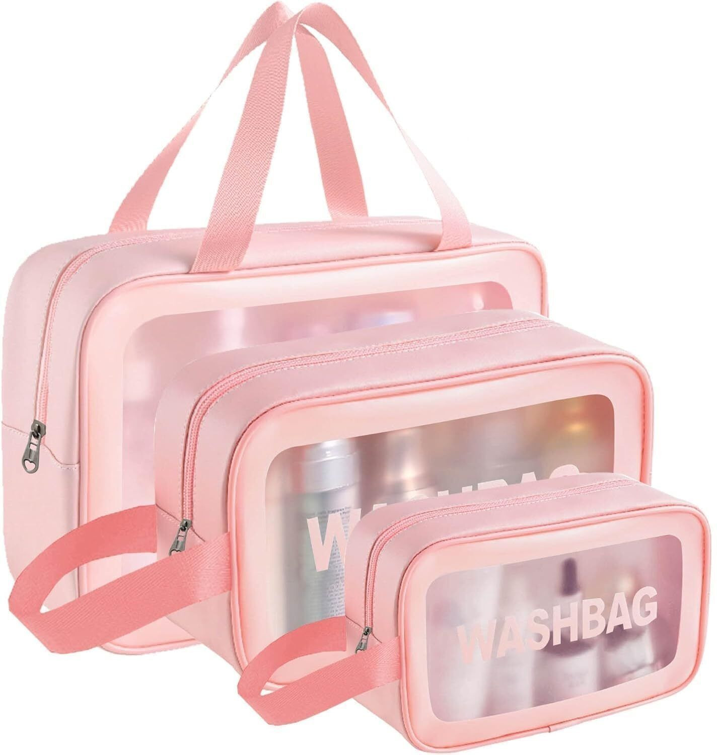 Image of OMTHIA Travel Cosmetic Bag Clear Makeup Pouch Set Travel Toiletry Wash Bag For Women Travel Toiletry Kit