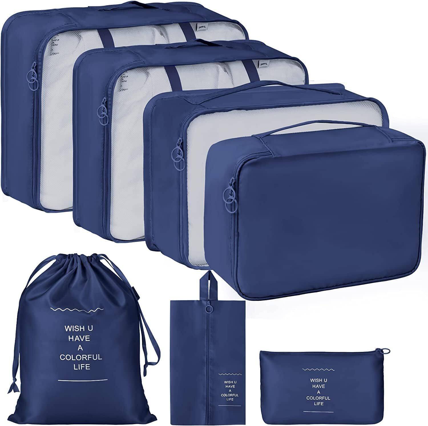 Ashmakam 7 Piece Travel Packing Cubes – Luggage Organizer Bags for Clothes & Toiletries