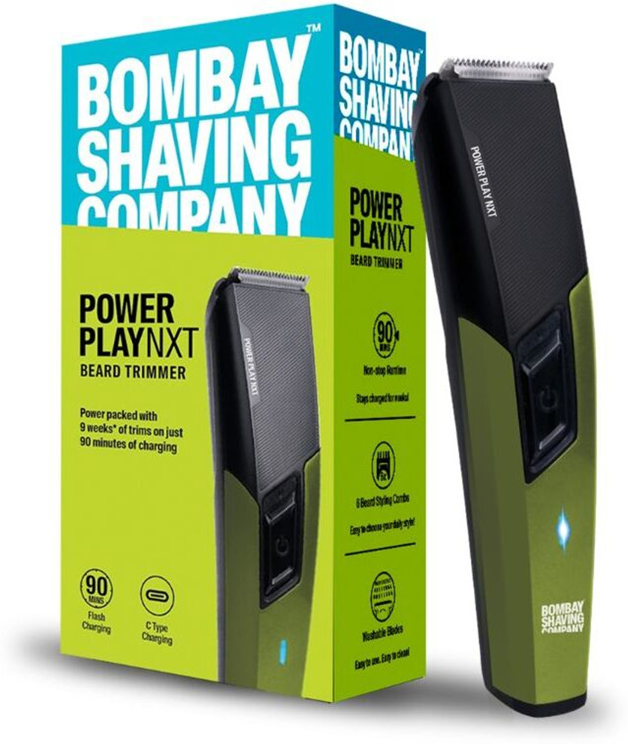 Image of BOMBAY SHAVING COMPANY POWER PLAY NXT BEARD Trimmer I Trimmer 90 mins Runtime 6 Length Settings Runtime: 90 min Trimmer for Men