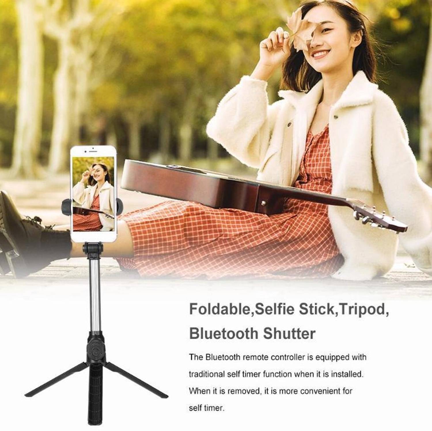 POZUB Selfie Stick Tripod Bluetooth Remote - Image 4