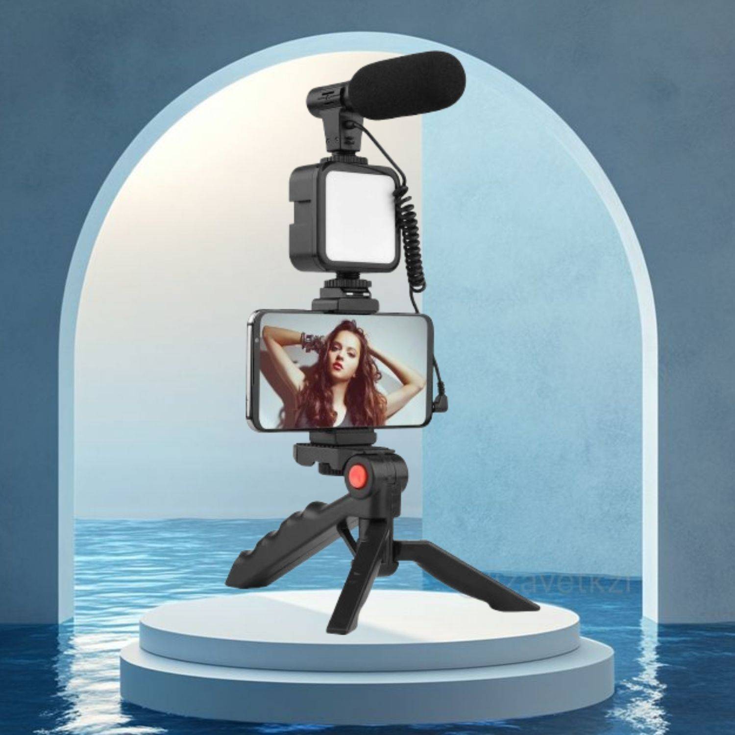 FRONY Video Kit with(Tripod) LED Lights & Wireless Microphone For Vlogging/YouTubeA439 Tripod