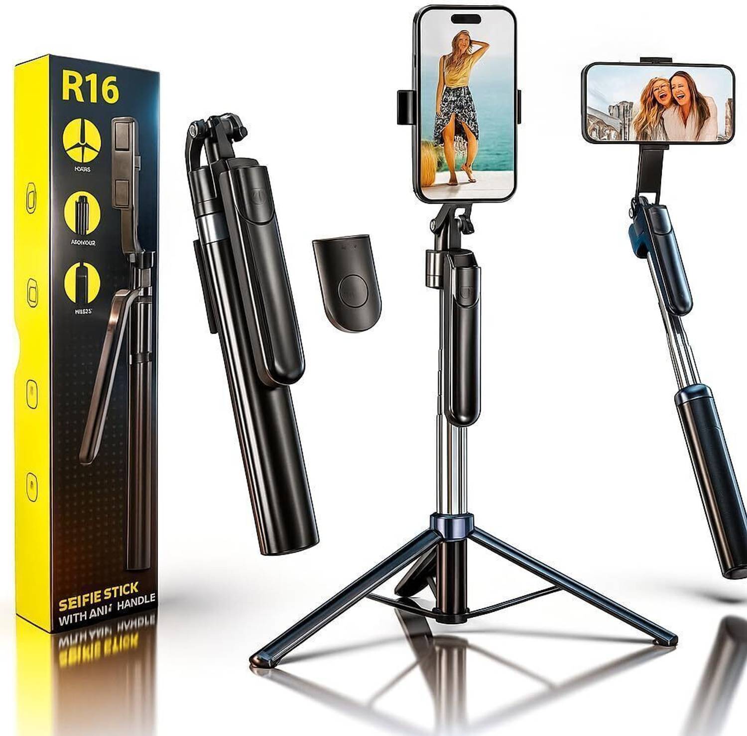 GADGETSWEAR R16 Selfie Stick with Tripod Stand (6 Month Warranty), 360 Degree Extra Long, Tripod