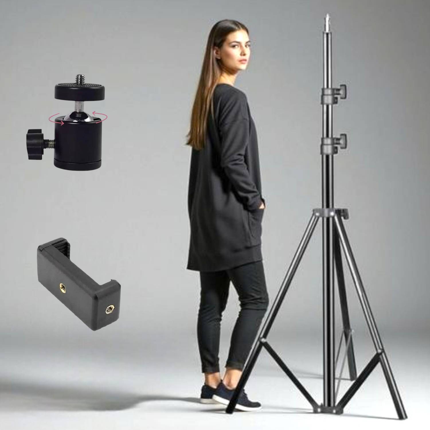 MIRANJ Lightweight & Portable 7 Feet Long Tripod Stand With Adjustable Clip Holder Tripod
