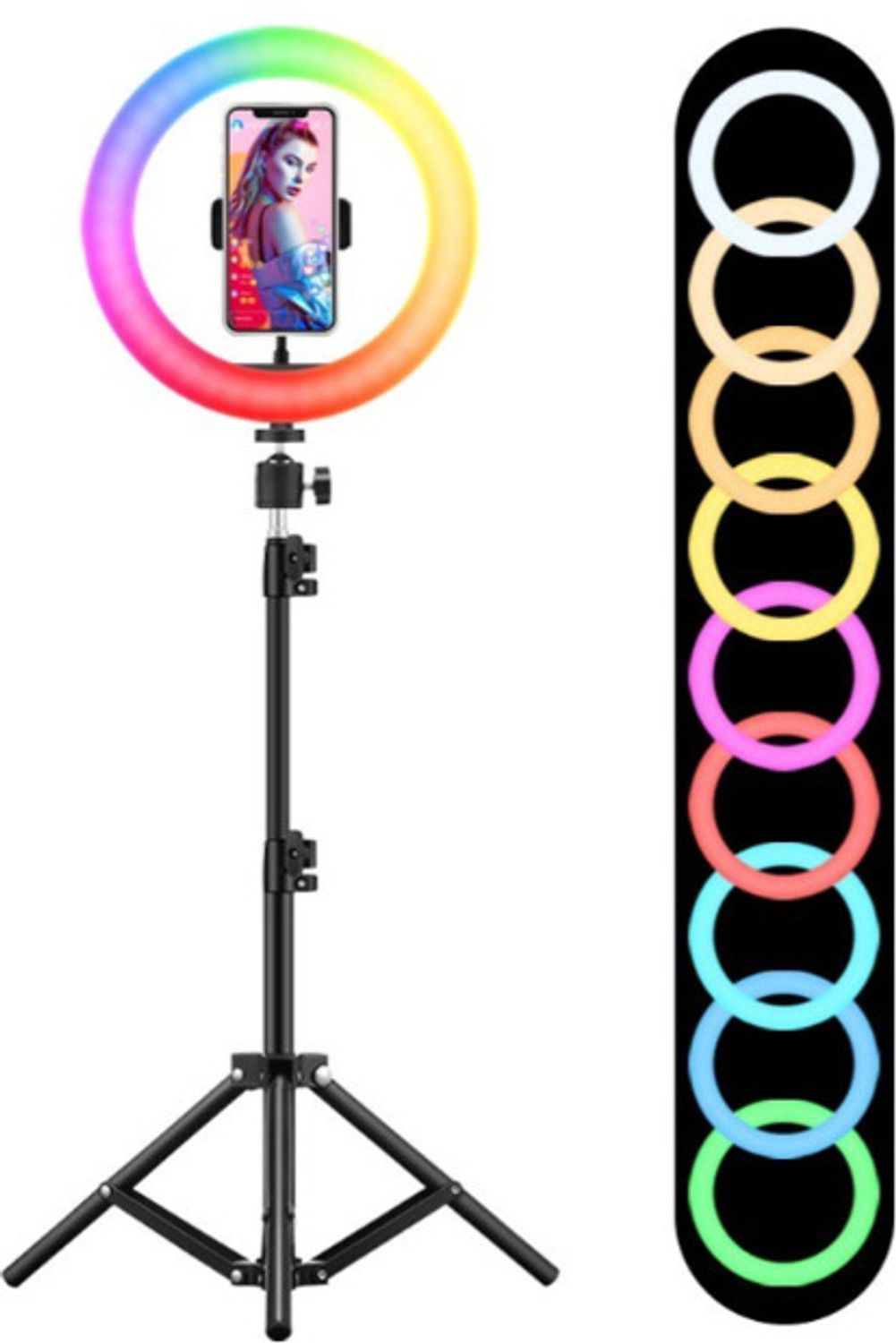 Image of UMORK Best Metal strong phone tripodstand with RGB 10 inchring fill light stand home event Ring Flash