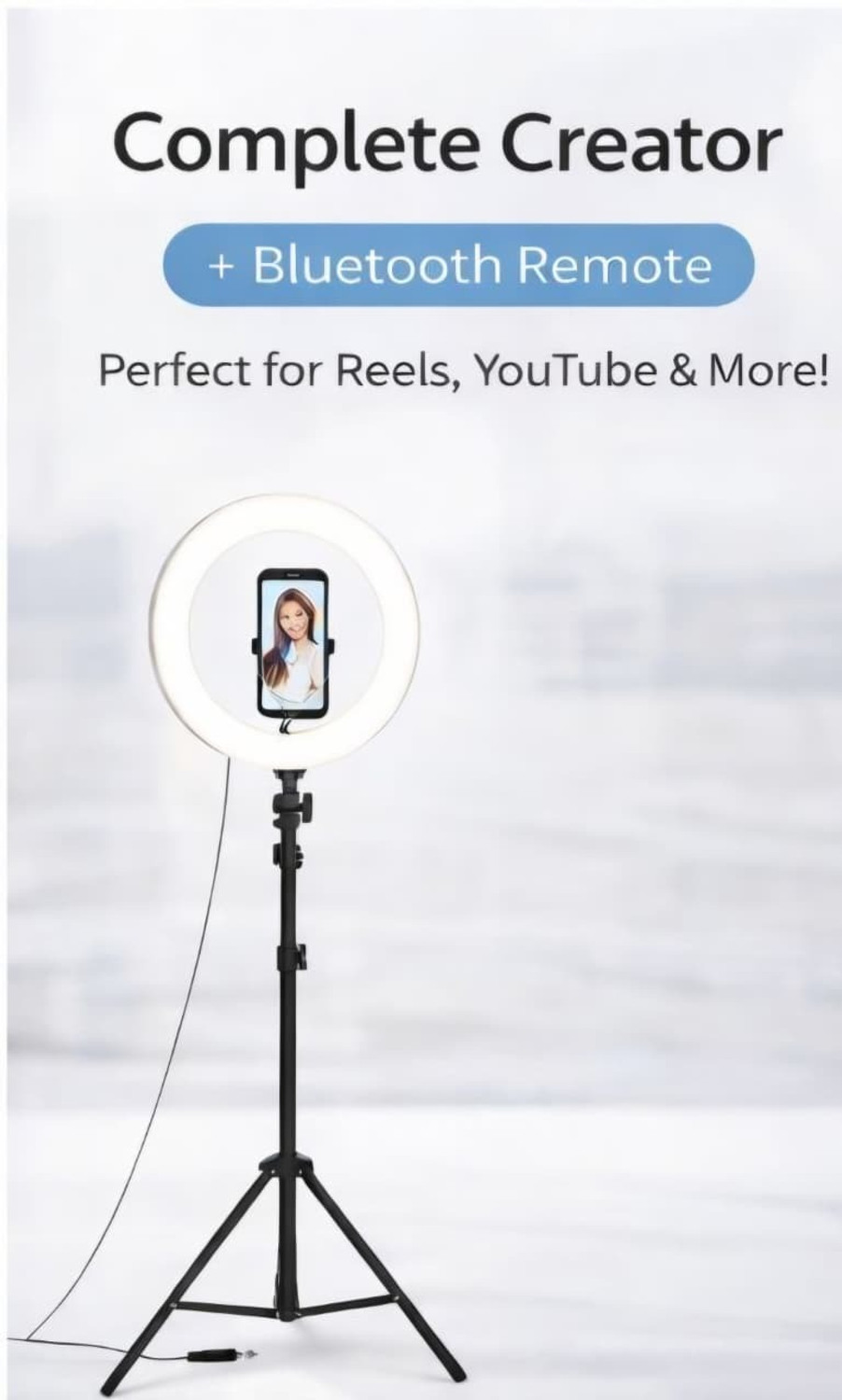 Image of SHINEON Portable 7 Feet Long Stand With 10 inchRing Light , Bluetooth,Combo kit Tripod Tripod Kit