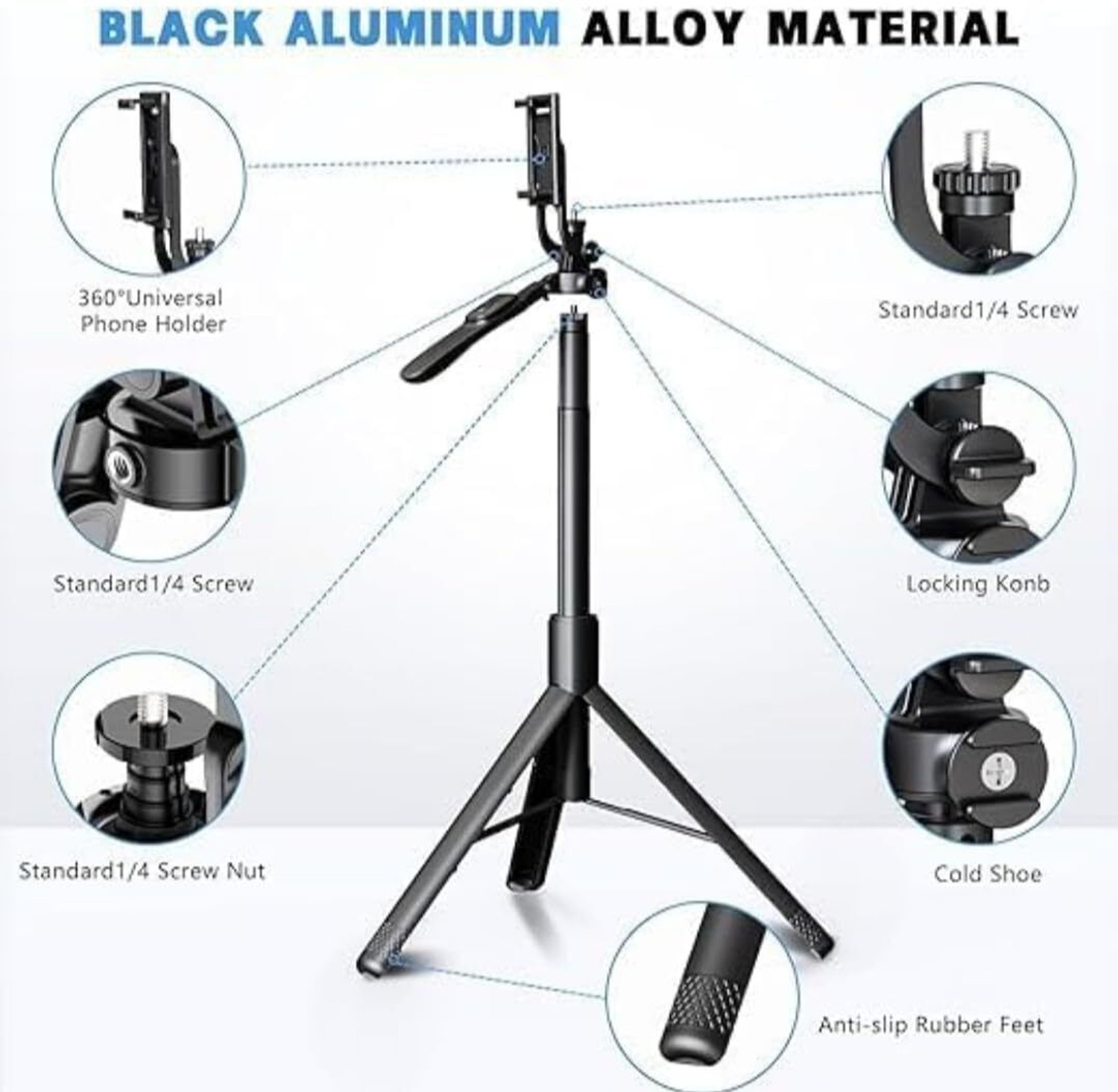 Image of SansyStore R16 170cm Telescopic Selfie Stick Tripod | Strong Grip | Universal Phone Mount Tripod